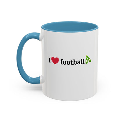 I Love Football Accent Coffee Mug, Perfect Gift for Sports Lovers, Football Enthusiasts, Unique Mug for Game Days, Home or Office Decor - TRV
