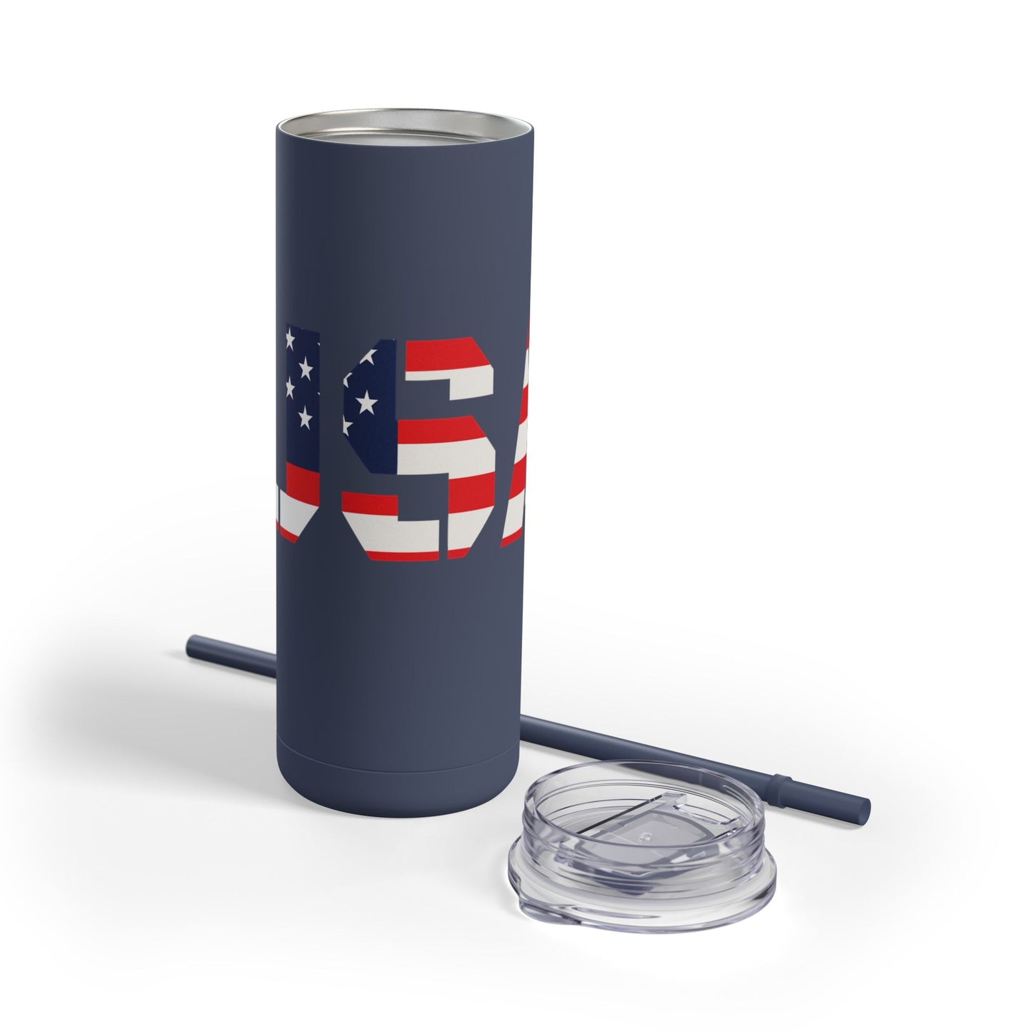 USA Flag Tumbler - 20oz Skinny Matte Drinkware, Travel Mug, Patriotic Gift, Fourth of July, Summer BBQ, Camping, Outdoor - TRV