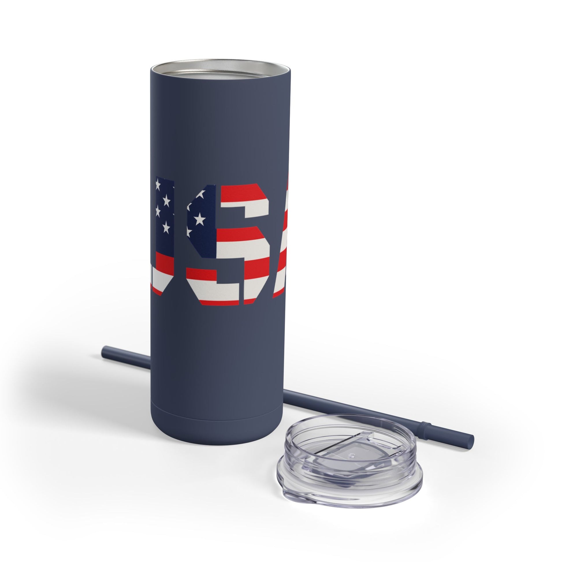 USA Flag Tumbler - 20oz Skinny Matte Drinkware, Travel Mug, Patriotic Gift, Fourth of July, Summer BBQ, Camping, Outdoor - TRV