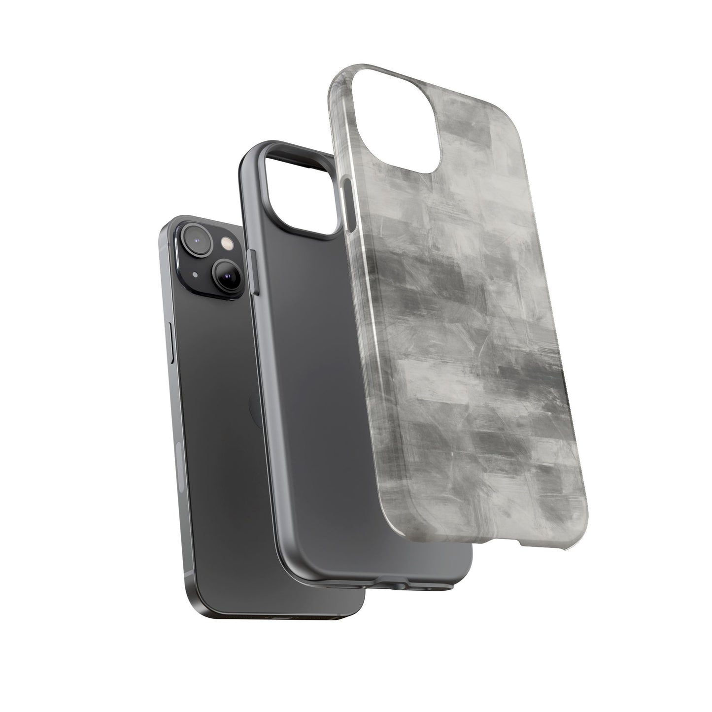 Abstract gray grid phone case for iPhone by Printify, featuring a tough protective design with modern geometric pattern.