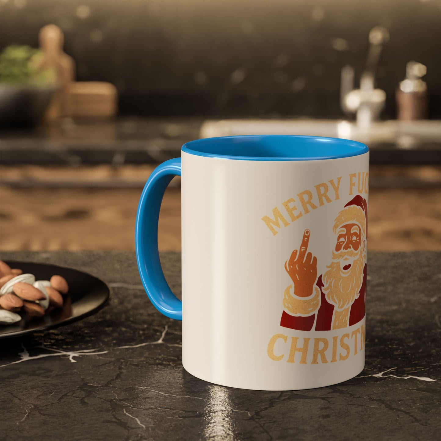 Merry Fucking Christmas Mug — Funny Santa Middle Finger Coffee Cup (11oz & 15oz)