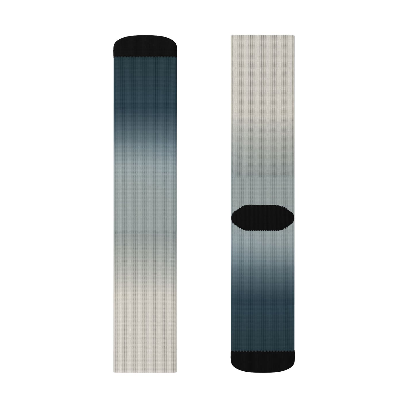 Blue Gray Ombre Sublimation Socks | Gradient Crew Socks