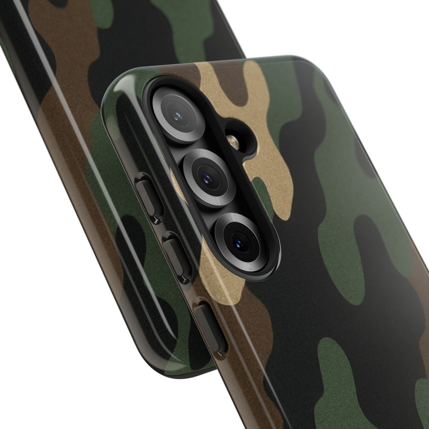 Military green camo tough phone case by Printify, rugged protective cover for smartphones with military-inspired camouflage design.