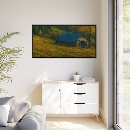 Framed Matte Canvas Print, Rustic Artwork, Farmhouse Decor, Nature Wall Art, Gift for Home, Autumn Decor, Landscape Painting