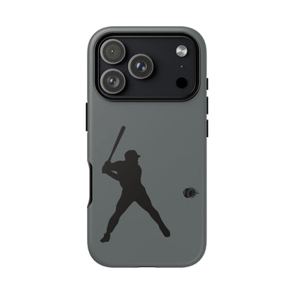 Black baseball silhouette tough phone case for iPhone, durable protective sporty cover by Printify, designed for rugged use.
