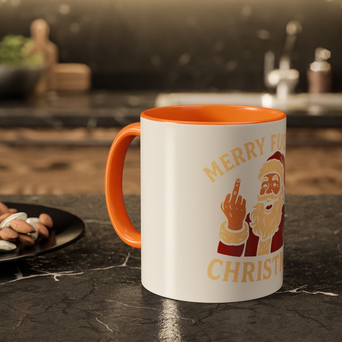 Merry Fucking Christmas Mug — Funny Santa Middle Finger Coffee Cup (11oz & 15oz)