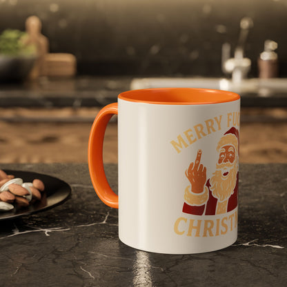 Merry Fucking Christmas Mug — Funny Santa Middle Finger Coffee Cup (11oz & 15oz)
