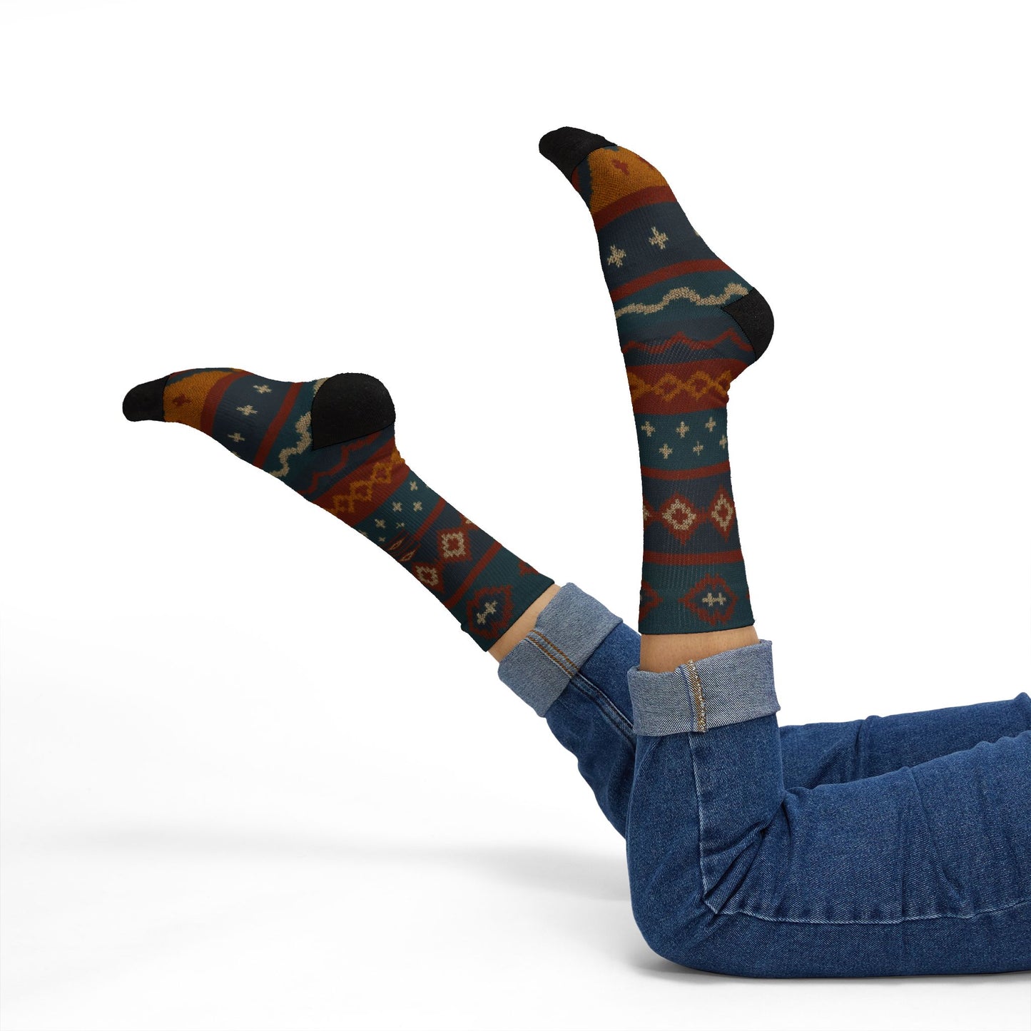 Southwestern Aztec Pattern Socks | Tribal Geometric Printed Socks