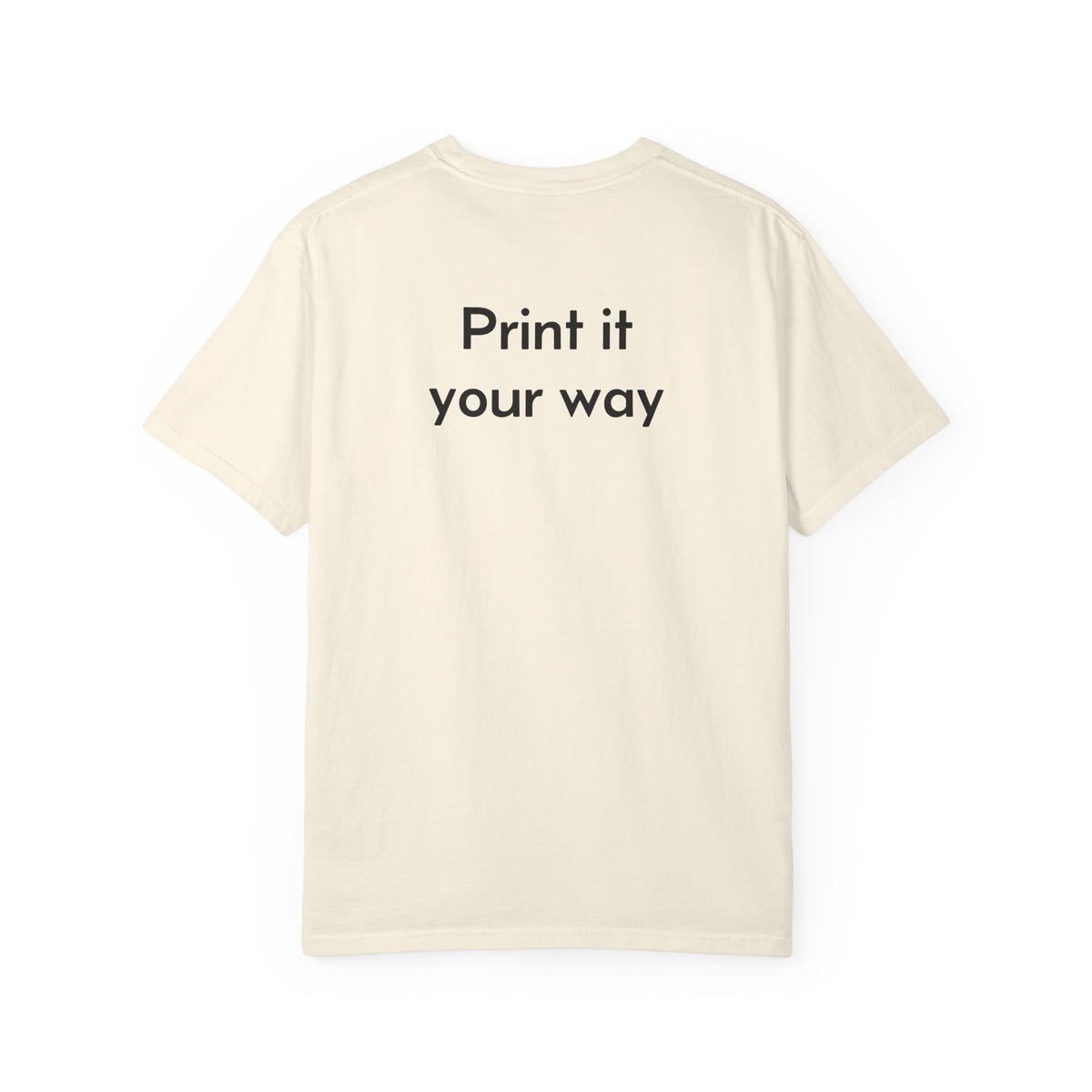 Custom garment-dyed T-shirt by Printify, featuring a comfortable fit and vibrant color, ideal for personalized designs.