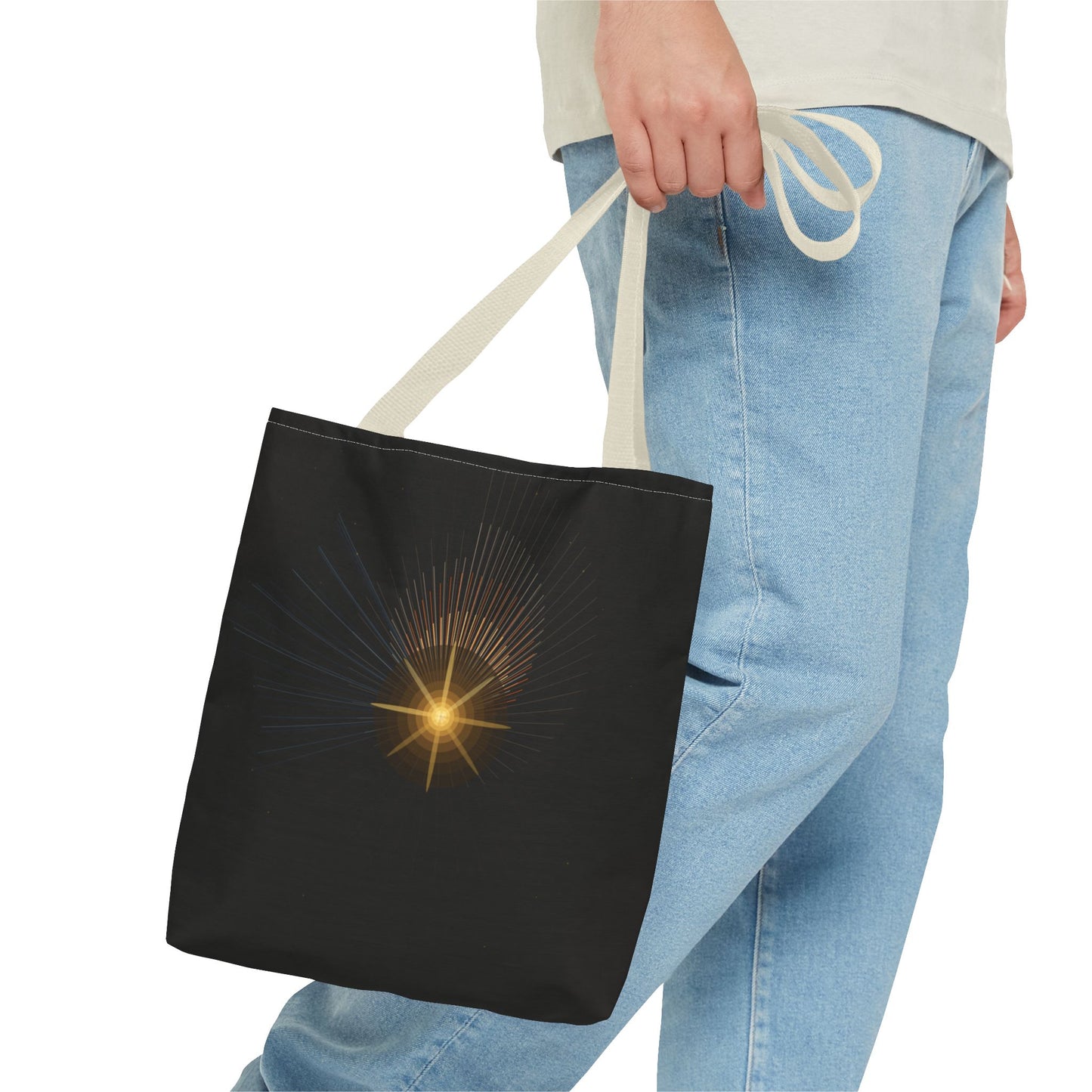 Radiant Starburst Tote Bag | Golden Light Celestial Design - TRV