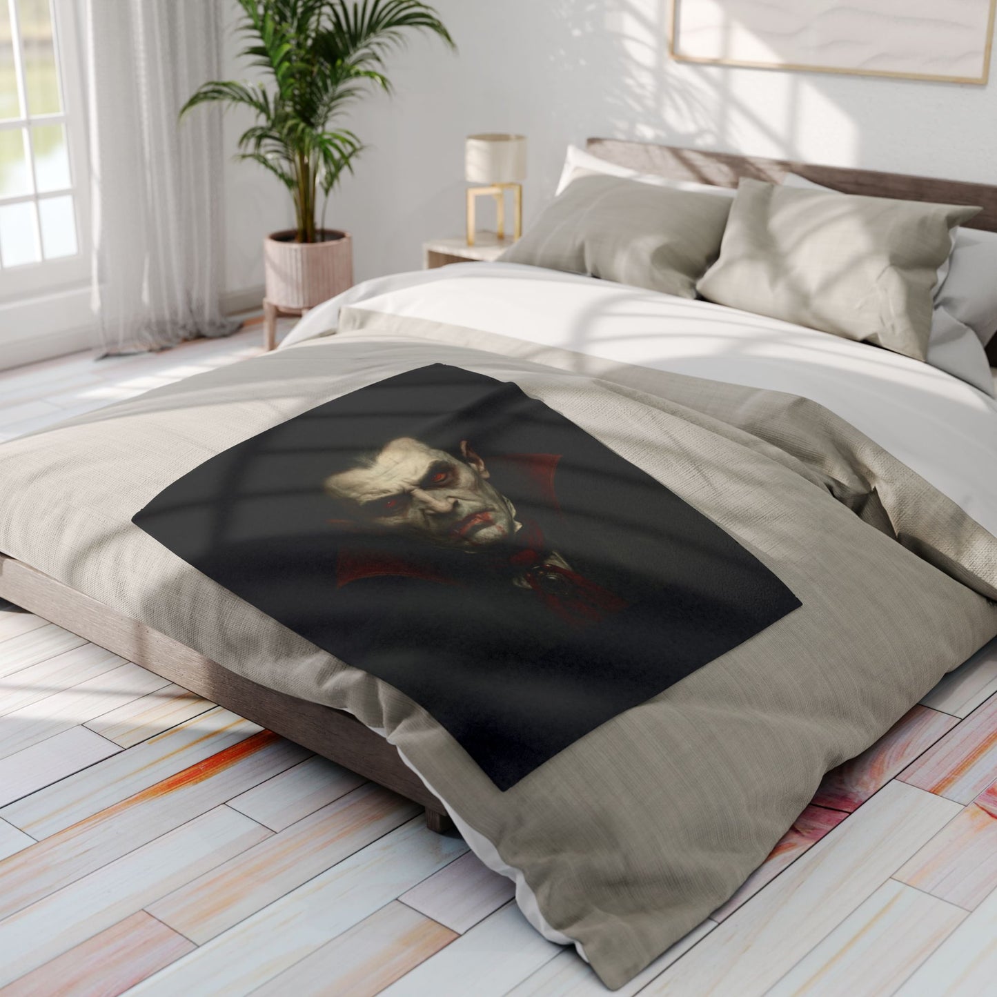 Spooky Vampire Arctic Fleece Blanket | Cozy Halloween Decor, Gothic Home Accent, Warm Throw for Movie Nights, Vampiric Gifts
