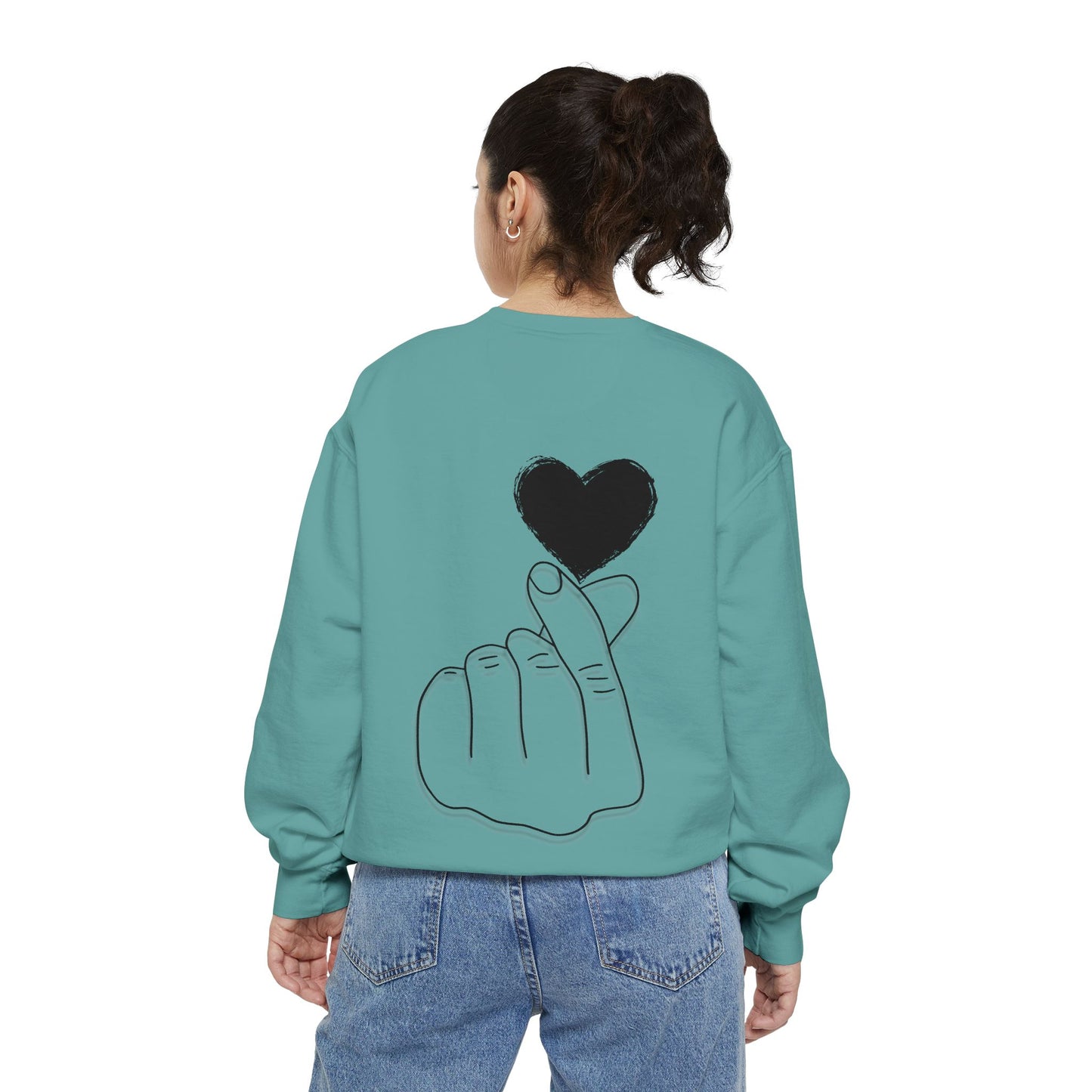 Unisex Garment-Dyed Sweatshirt with Heart Design - Cozy & Stylish