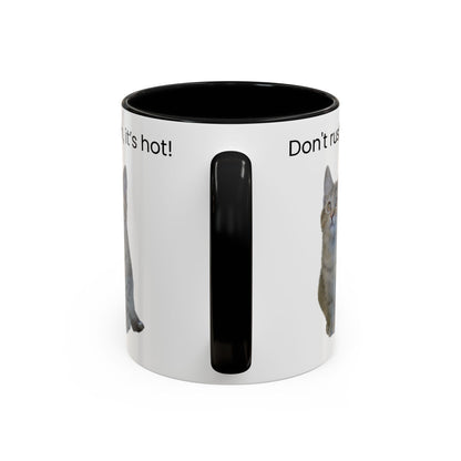 Cat Coffee Mug - "Don't rush, it's hot!" Accent Ceramic Mug (11/15 oz)