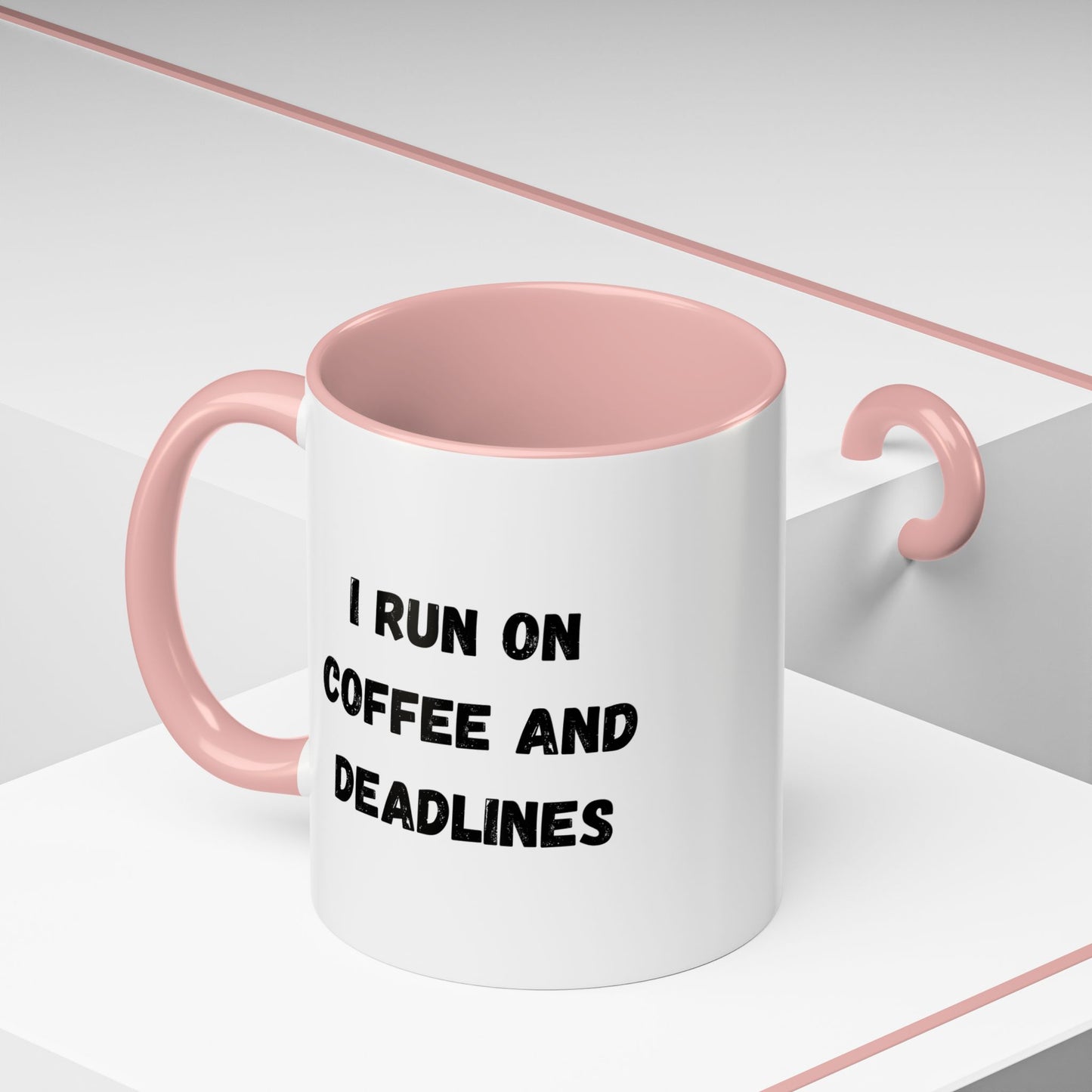 I Run on Coffee and Deadlines Mug, Motivational Coffee Cup, Office Mug, Gift for Writers, Caffeine Lover's Mug, Funny Coffee Cup