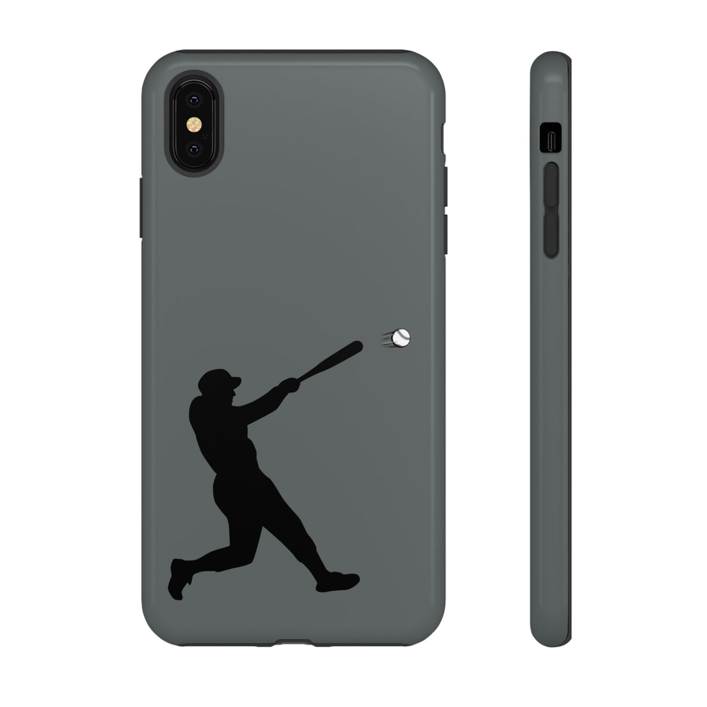 Printify baseball batter phone case, tough protective smartphone cover featuring a baseball player design for fans.