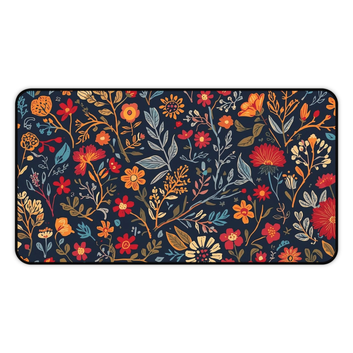 Autumn floral pattern desk mat with fall flowers design, Printify mouse pad for desk accessories and decorative workspace.