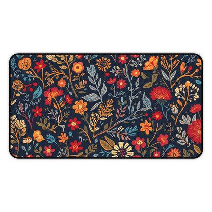 Autumn floral pattern desk mat with fall flowers design, Printify mouse pad for desk accessories and decorative workspace.