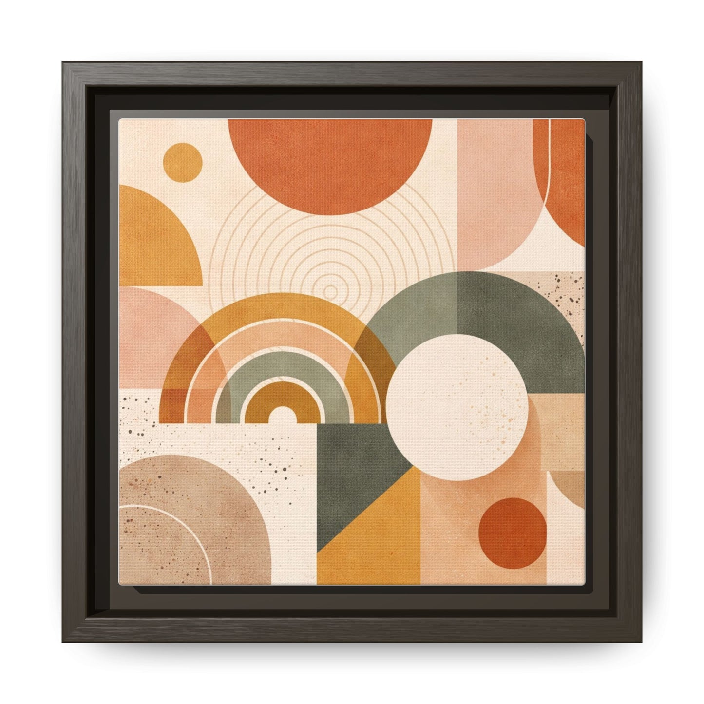Abstract Terracotta Geometric Rainbow Matte Canvas Framed