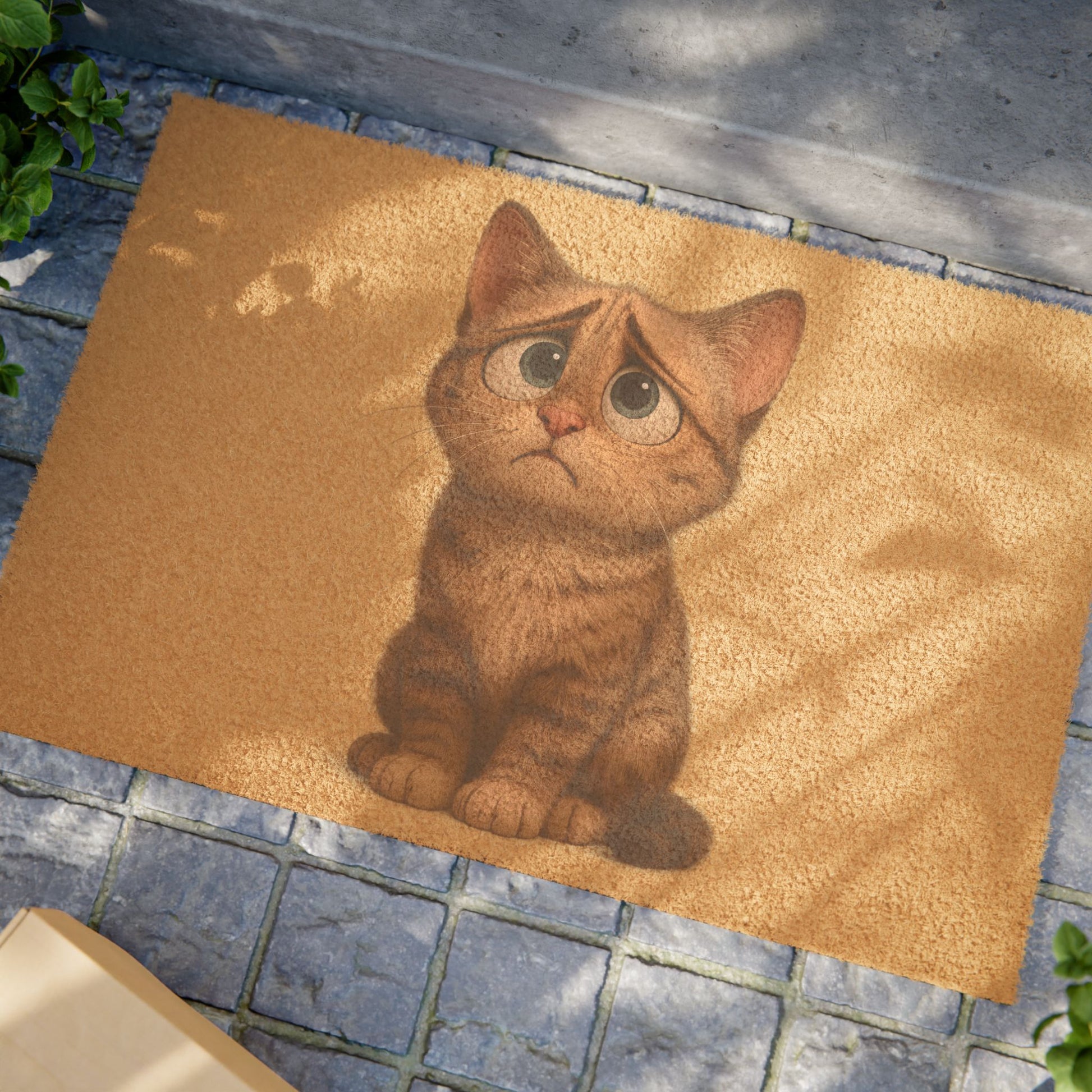 Printify cute cat doormat featuring a playful cat design, perfect as a housewarming gift for cat lovers.