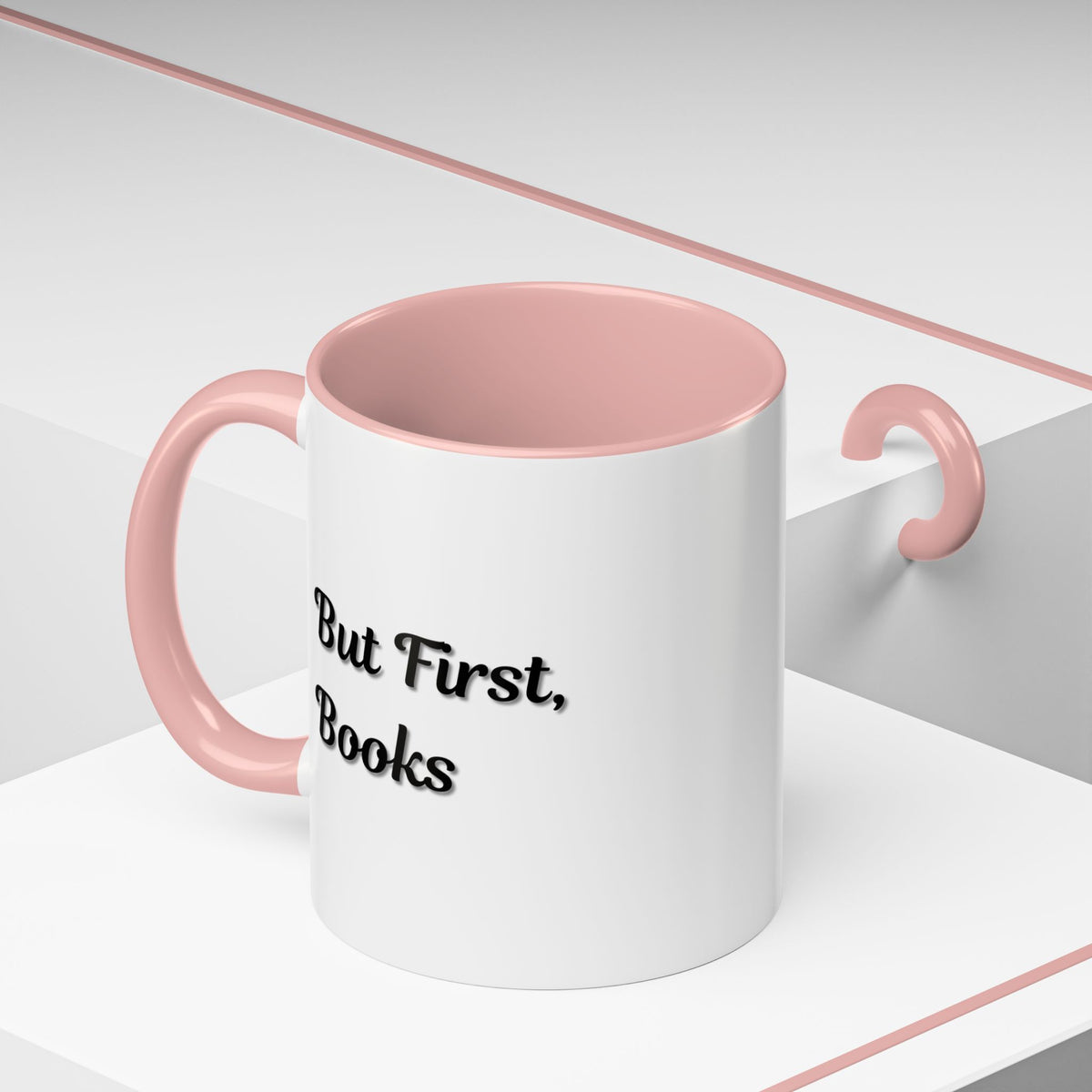 Printify "But First, Books" coffee mug featuring book lover quote in 11oz or 15oz size, ceramic mug with printed design.