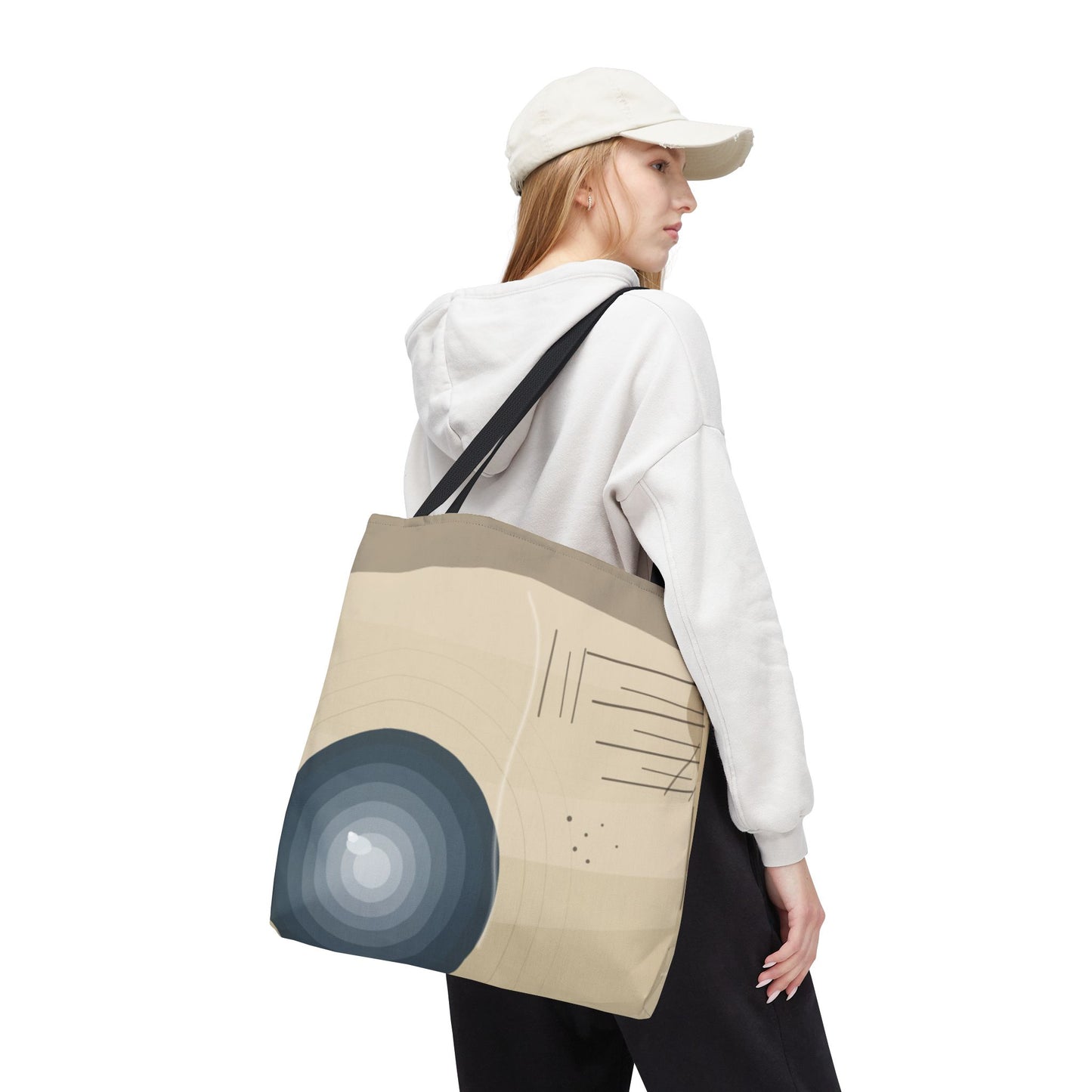 Abstract Neutral Waves Tote Bag | Geometric Circle Pattern