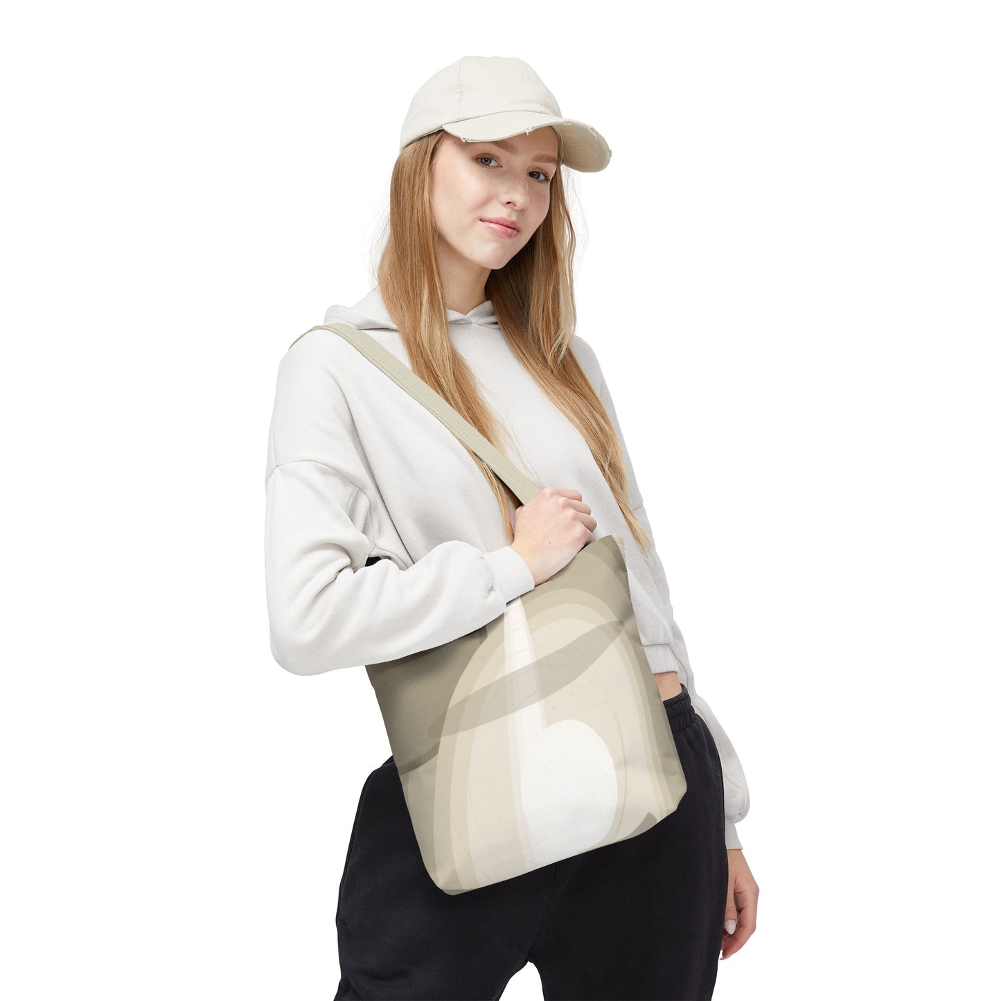 Neutral Abstract Light Beam Tote Bag | Minimalist Geometric Pattern