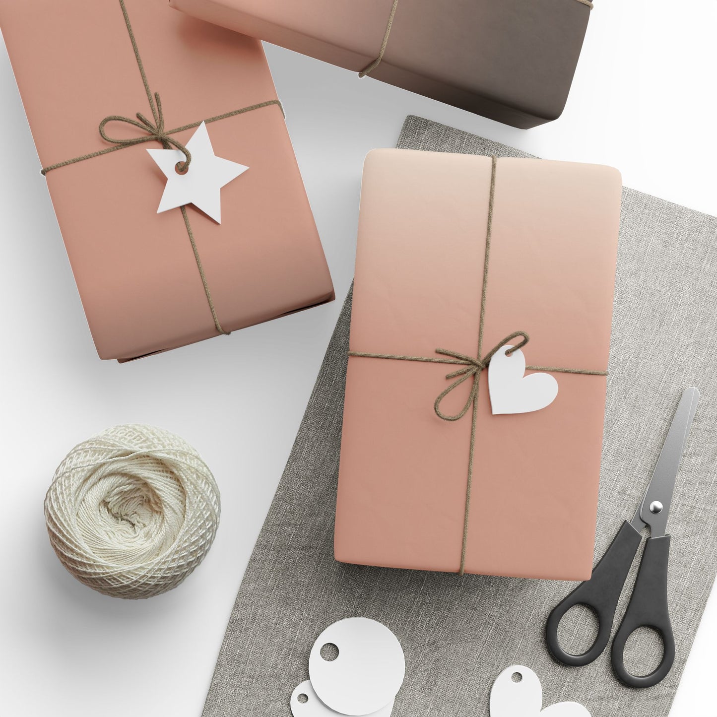 Neutral Ombre Gradient Wrapping Paper Roll — Minimal Beige to Brown Gift Wrap for Weddings, Birthdays & Everyday