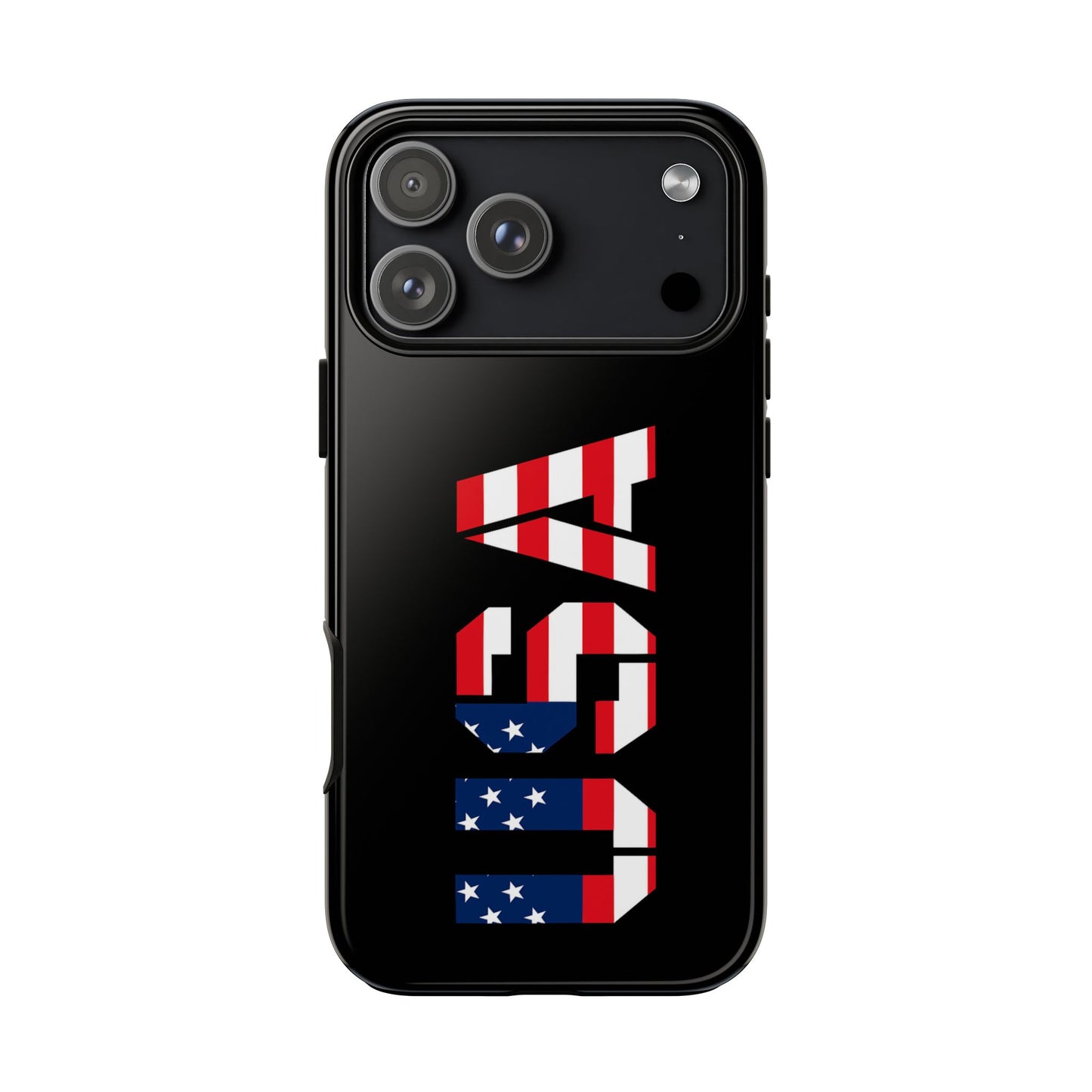 USA patriotic phone case with American flag design, rugged protective case for smartphones by Printify.