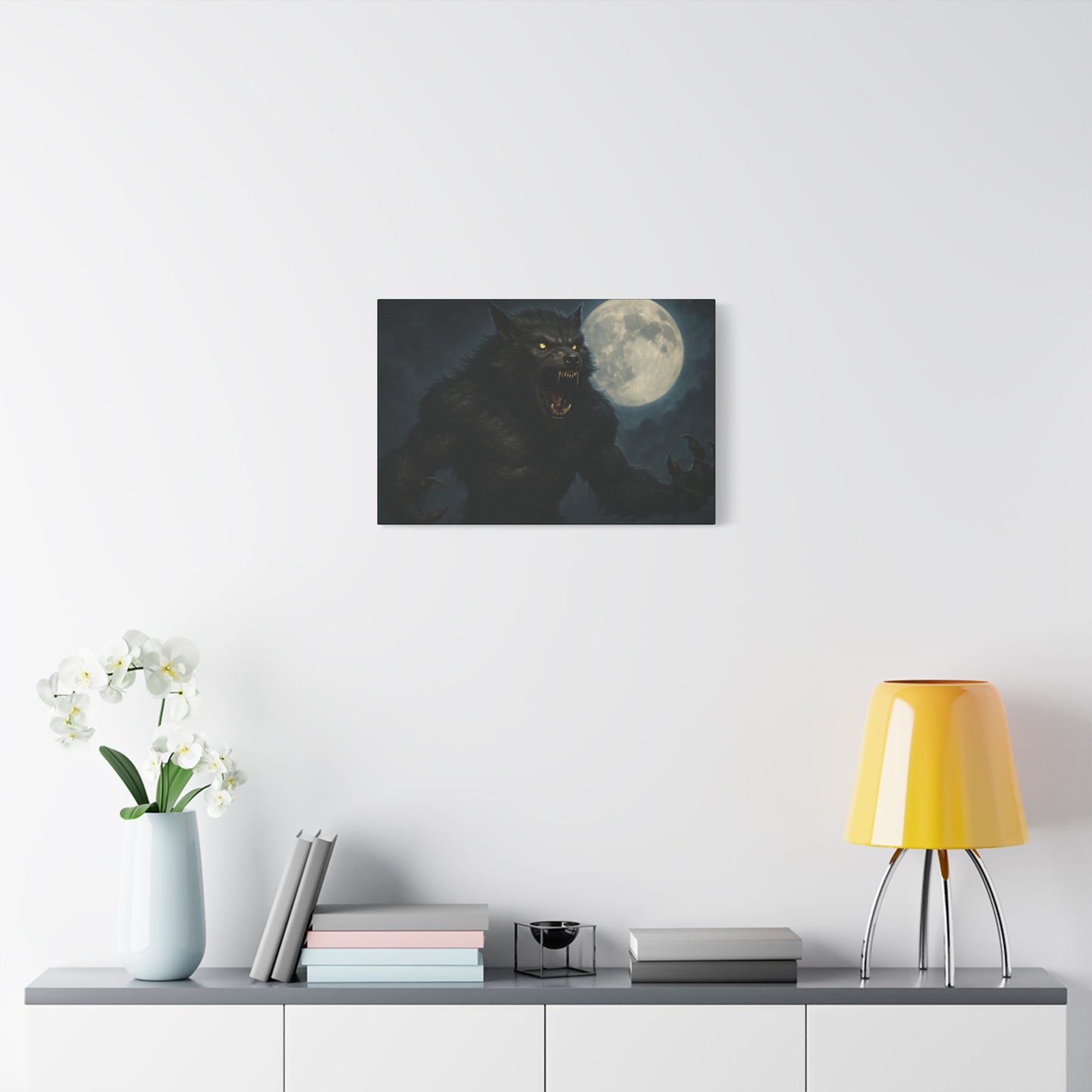 Werewolf Moon Canvas Art | Dark Fantasy Decor for Halloween, Gothic Home, Werewolf Lover Gift, Unique Wall Art, Spooky Decor - TRV