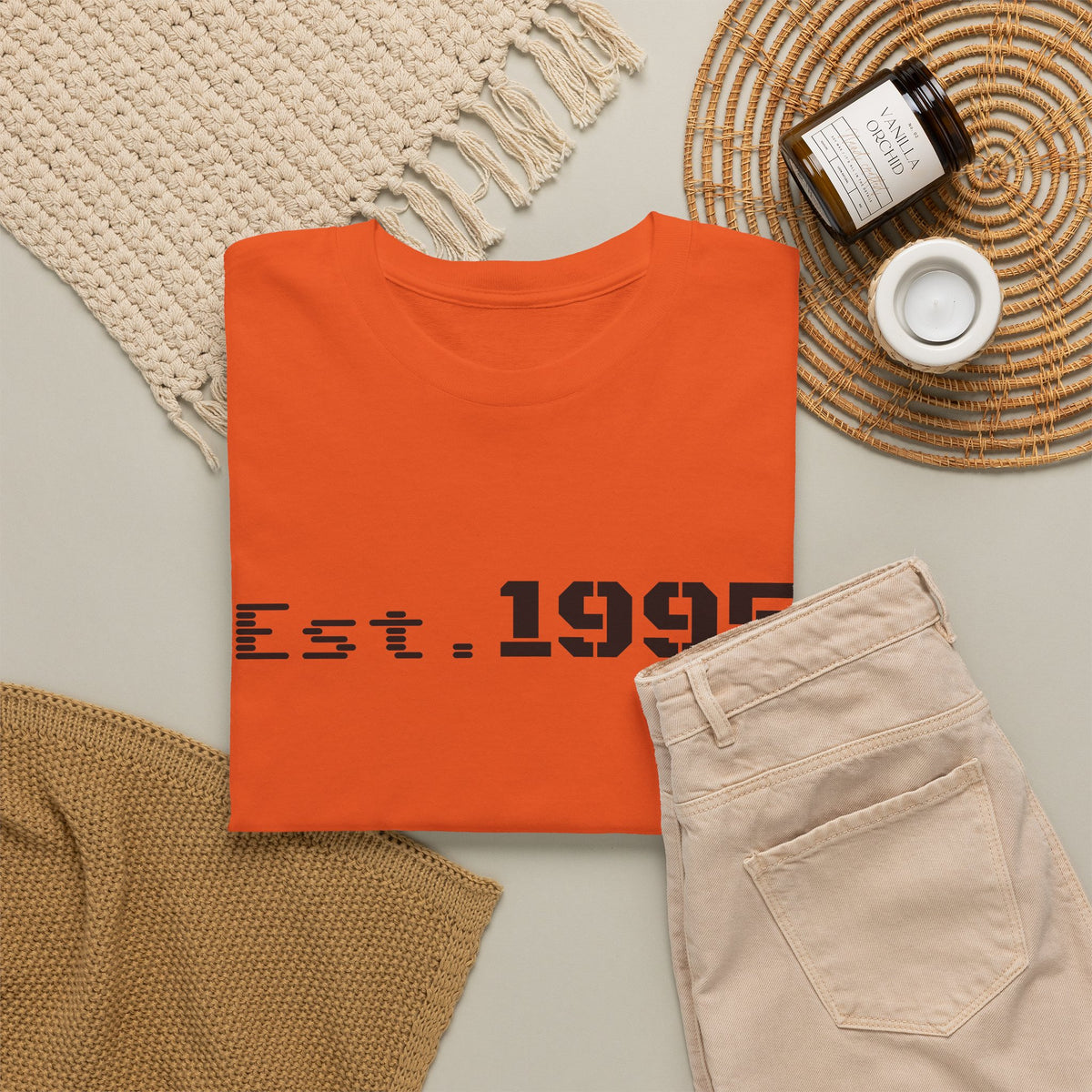 Vintage Est. 1995 T-shirt by Printify featuring minimalist birthday design, perfect for celebrating birth year.