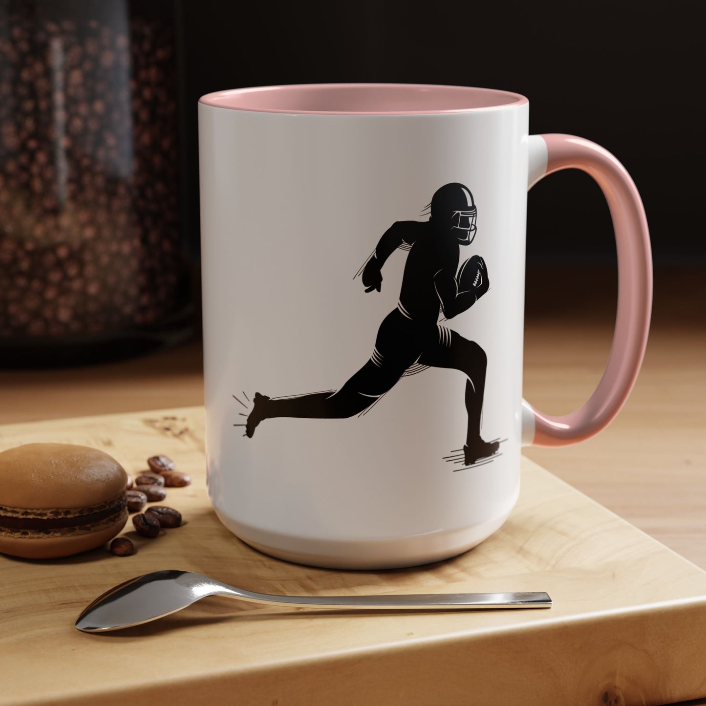 Football Player Themed Accent Coffee Mug, Sports Fan Gift, Unique Mug for Athletes, Coffee Lover, Game Day Essential - TRV