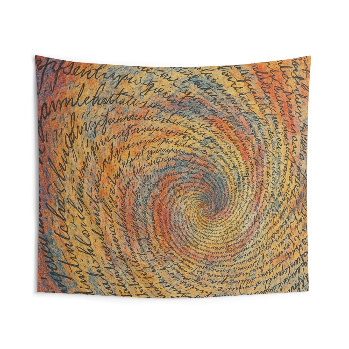 Tapestry — Spiral Script Art Wall Hanging (Handwritten Swirl, Warm Earth Tones)