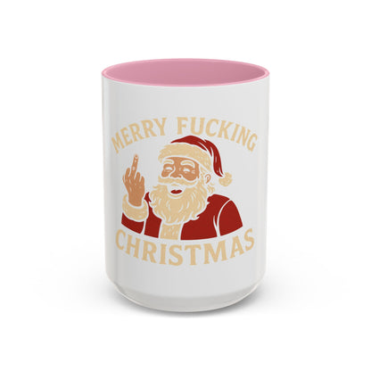 Merry Fucking Christmas Mug — Funny Santa Middle Finger Coffee Cup (11oz & 15oz)