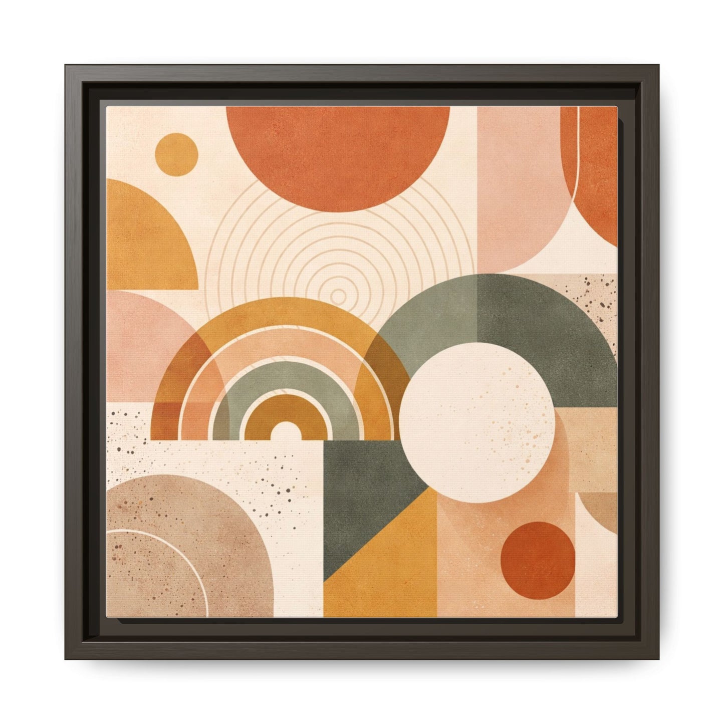 Abstract Terracotta Geometric Rainbow Matte Canvas Framed