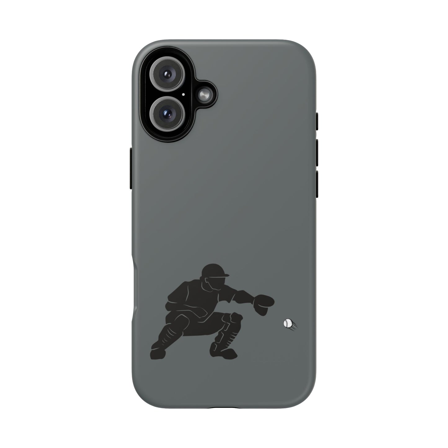 Printify baseball catcher phone case, tough protective cover with detailed baseball glove and catcher design for iPhone or Android.