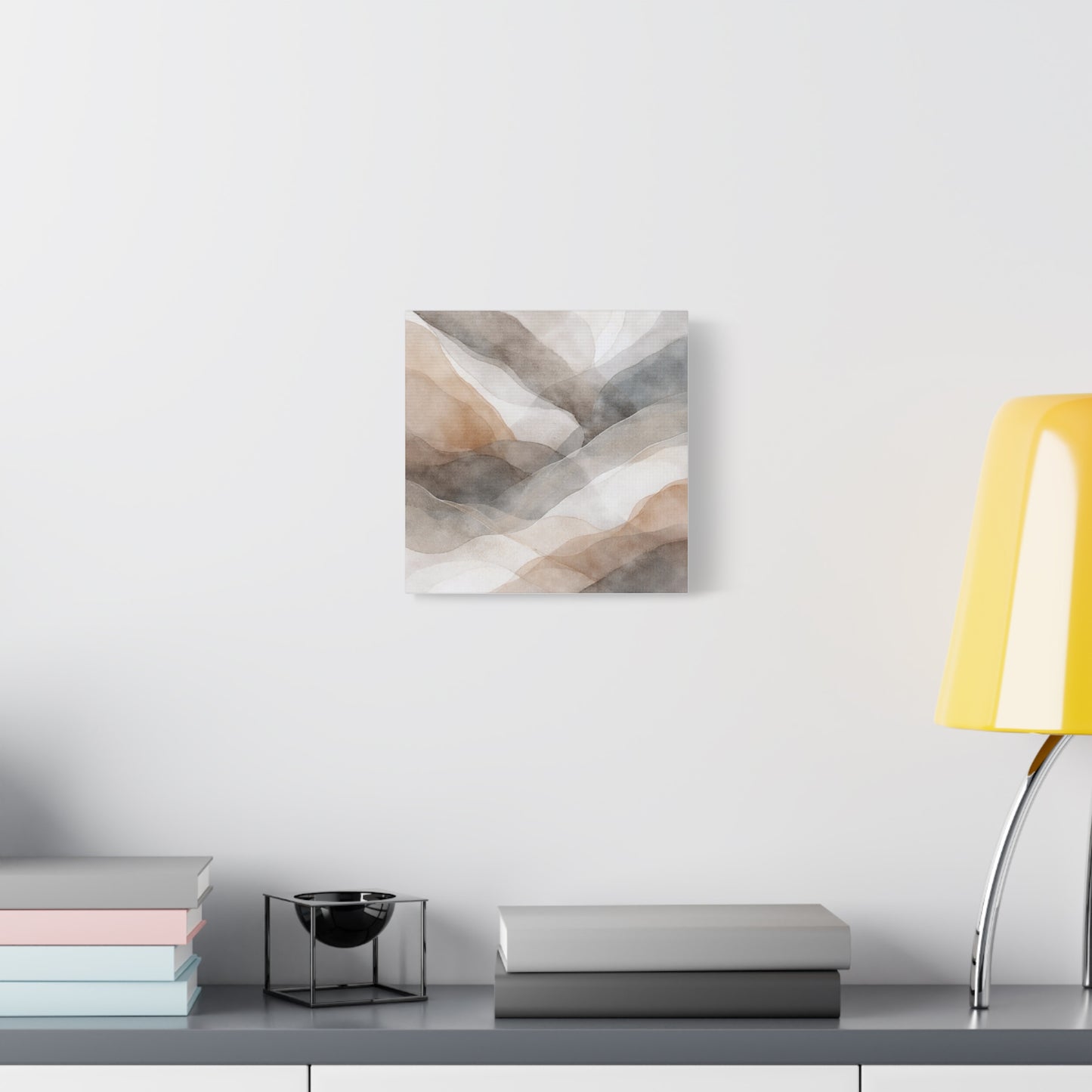 Neutral Abstract Watercolor Waves Canvas