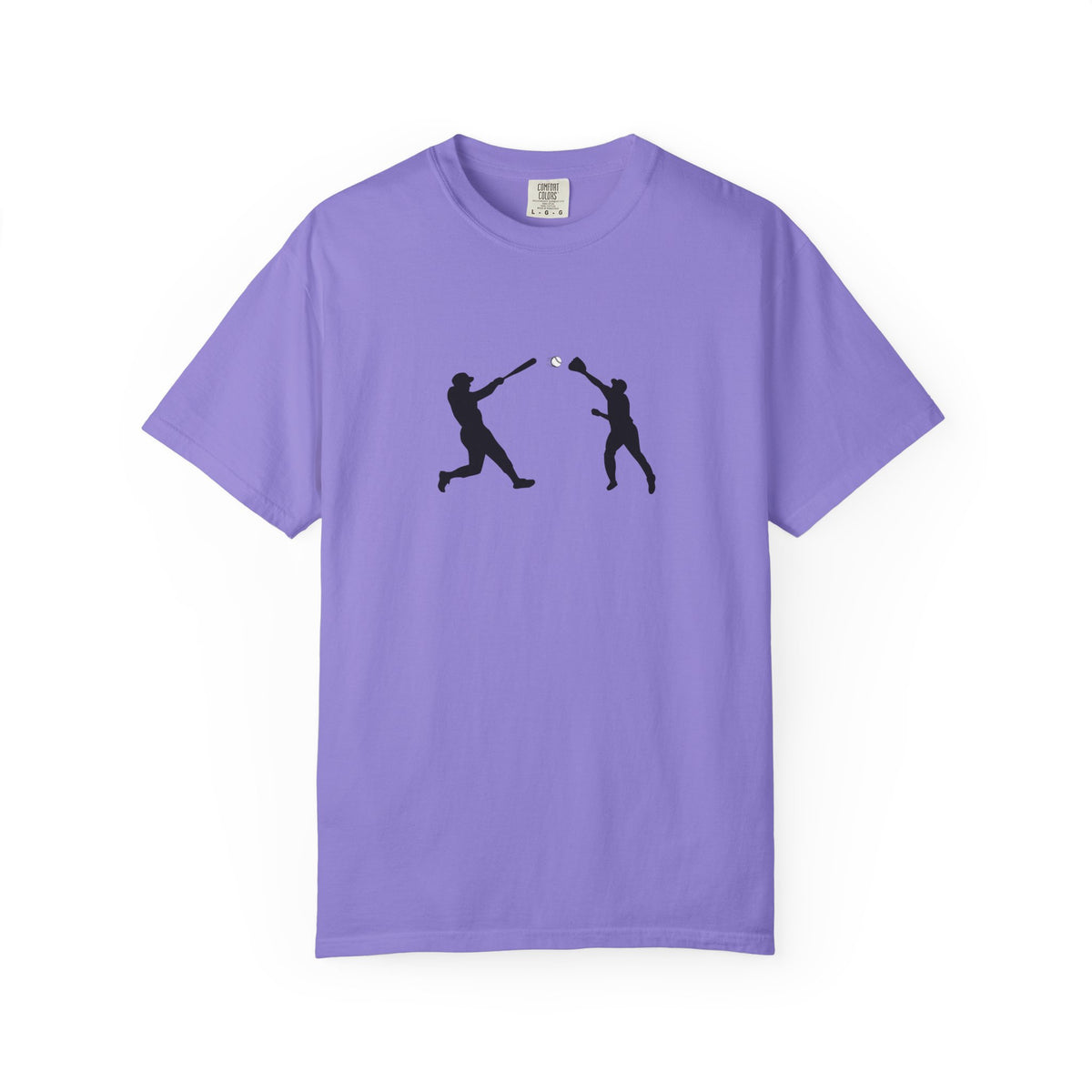 Minimal baseball player silhouette graphic T-shirt by Printify, featuring a simple sports-themed design on a casual tee.