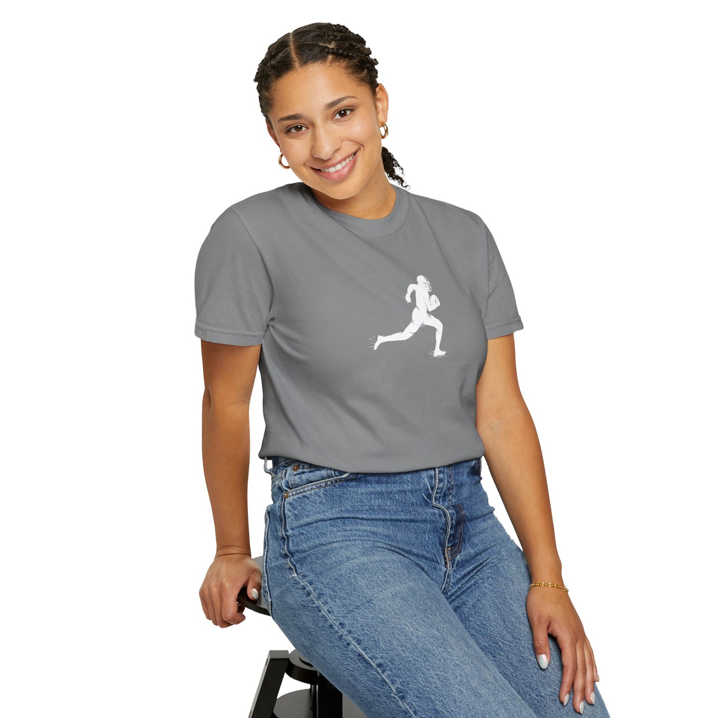 Sporty Unisex Garment-Dyed T-Shirt with Football Player Graphic, Activewear, Casual Wear, Gift for Runners, Fitness Apparel, Everyday Style
