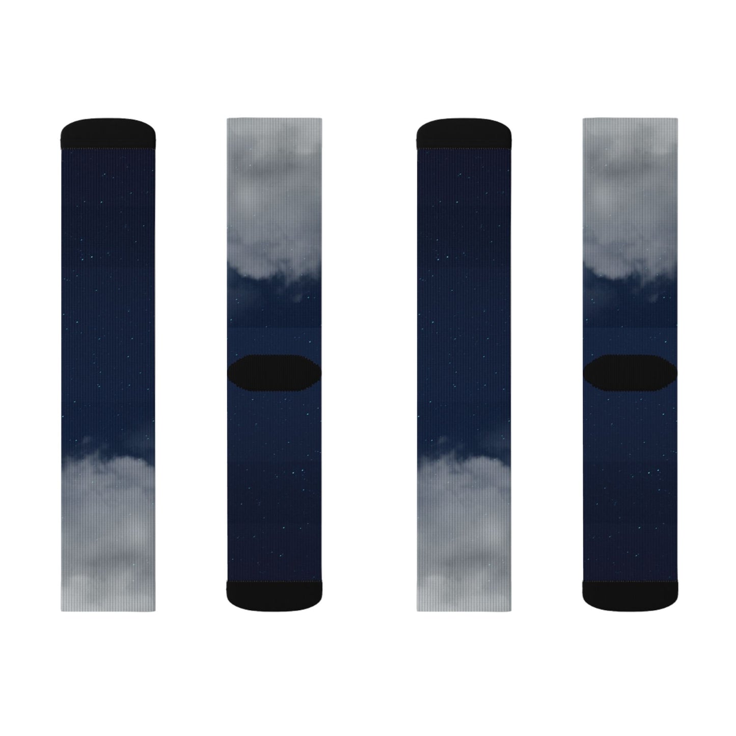 Night Sky Cloud Pattern Socks | Sublimation Crew Socks