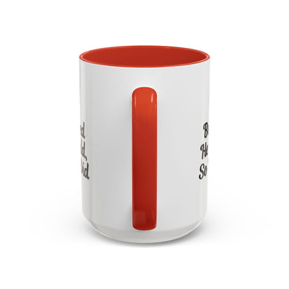 Printify "He Believed He Could So He Did" inspirational coffee mug with bold black lettering on a white ceramic mug.