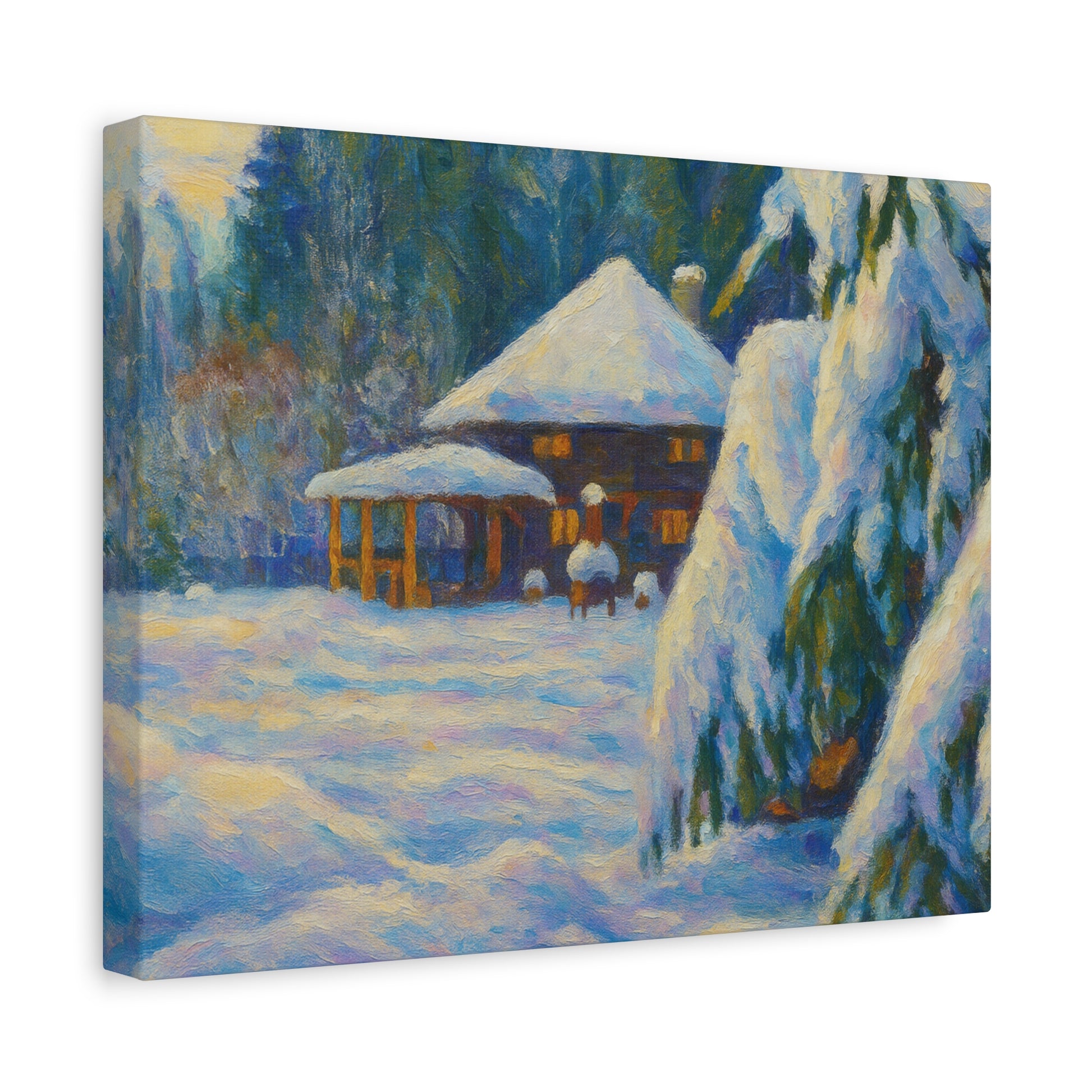 Winter Landscape Canvas Wall Art, Cozy Home Decor, Christmas Gift, Seasonal Artwork, Impressionist Style - TRV