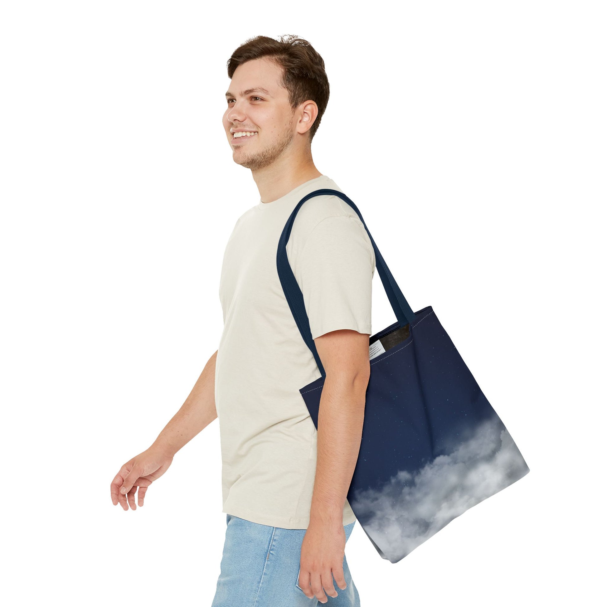 Night Sky Clouds Tote Bag | Starry Navy Ombre - TRV