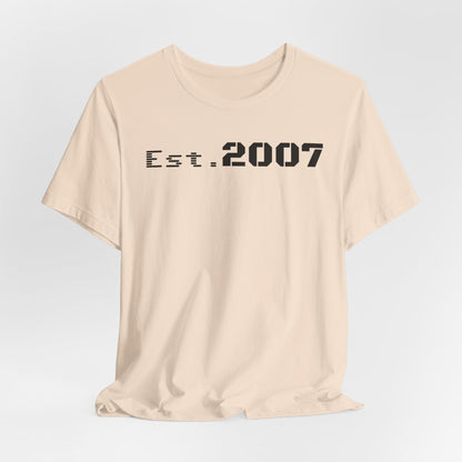 Unisex Casual Tee with Established 2007, Vintage T-Shirt, Anniversary Gift, Birthday Shirt, Year Established Top