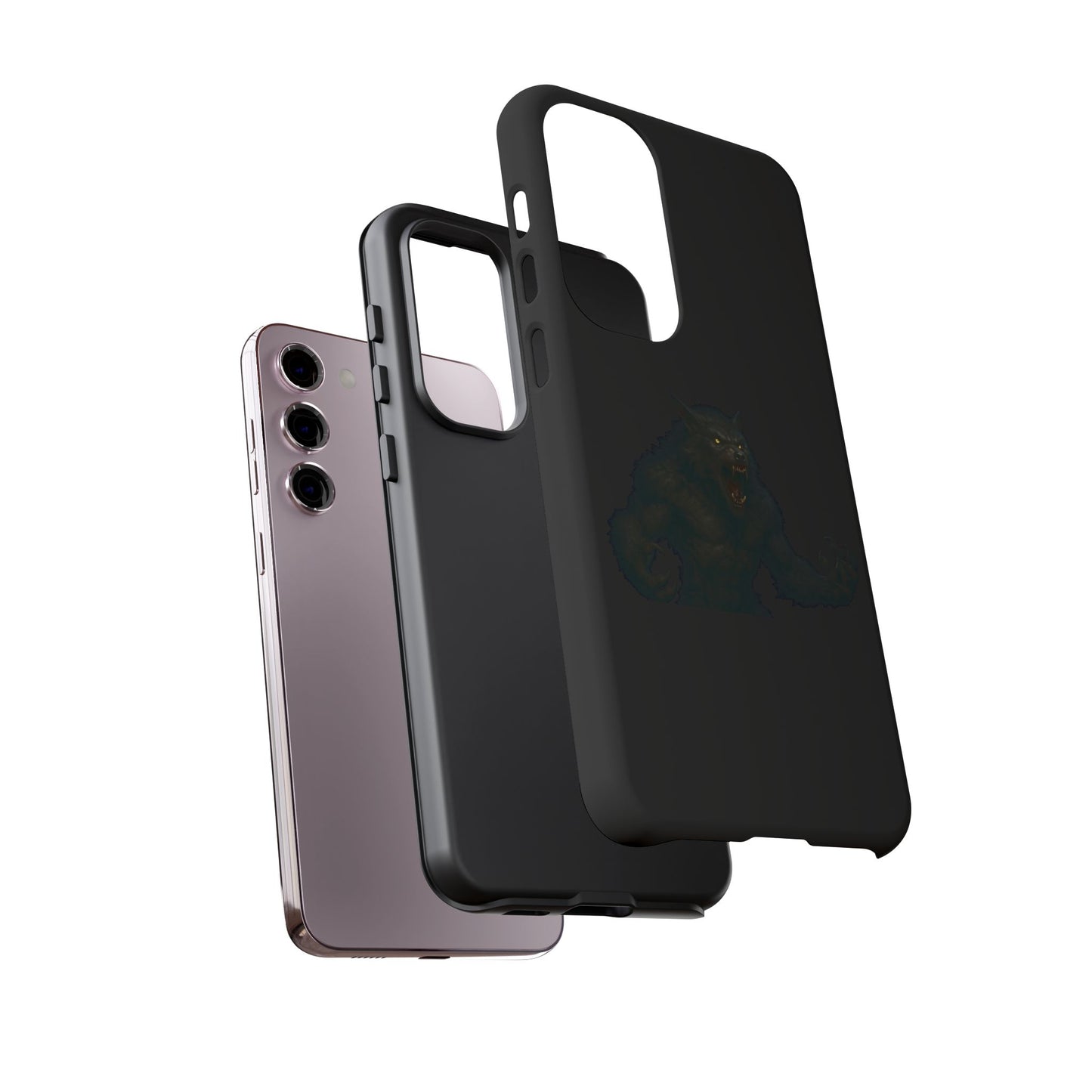 Dark monster graphic werewolf phone case by Printify, tough protective cover for smartphones with detailed, fierce design.