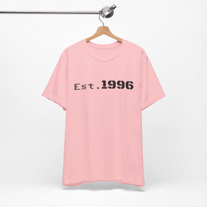 Vintage Est. 1996 T-shirt by Printify featuring a retro design, perfect for birth year birthday celebrations.