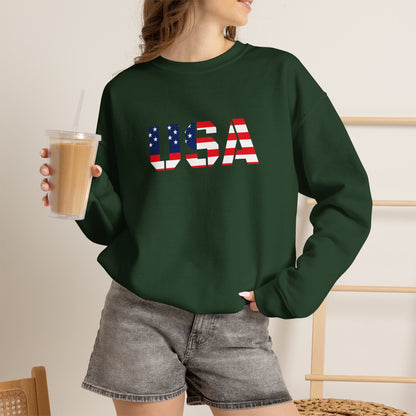 USA Flag Unisex Crewneck Sweatshirt, Cozy Apparel, Casual Wear, Independence Day Gift, Americana Style