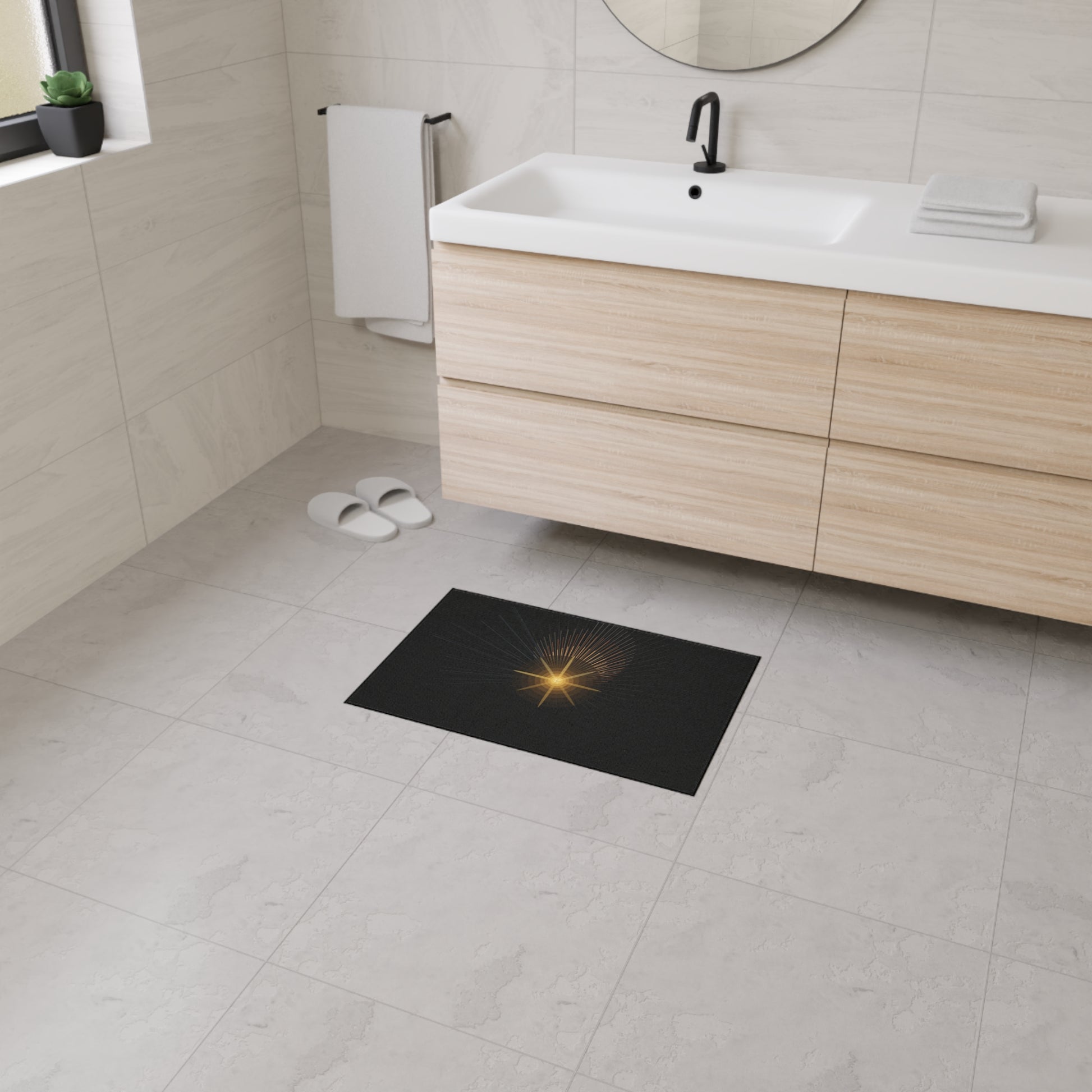 Radiant Star Burst Floor Mat | Black Entrance Rug - TRV