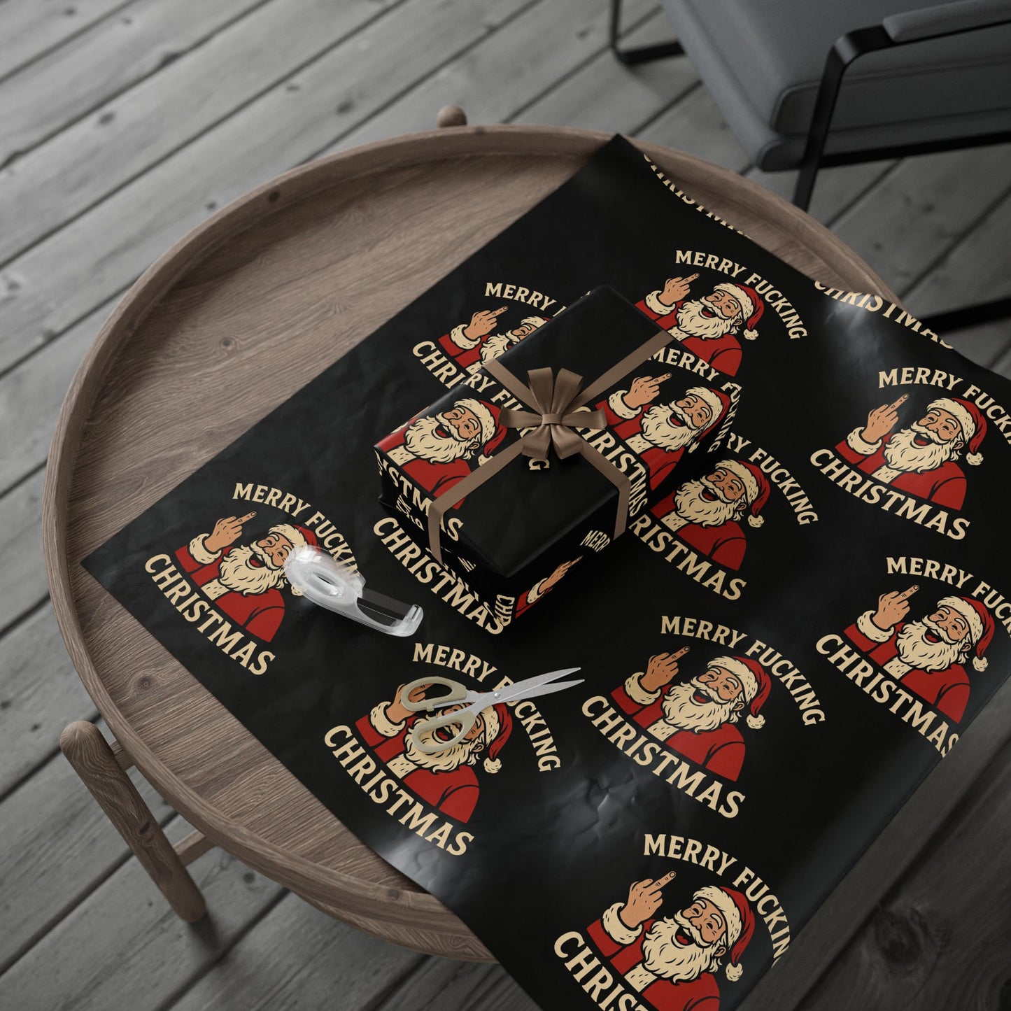 Funny Christmas Wrapping Paper, Holiday Gift Wrap, Humorous Santa Design, Unique Festive Paper, Xmas Present Wrapping - TRV