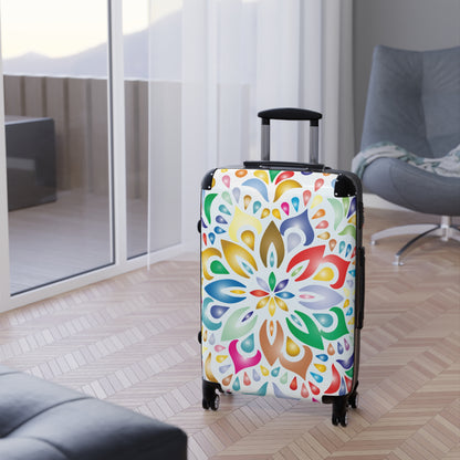 Colorful Mandala Carry-On Suitcase — Vibrant Floral Travel Luggage