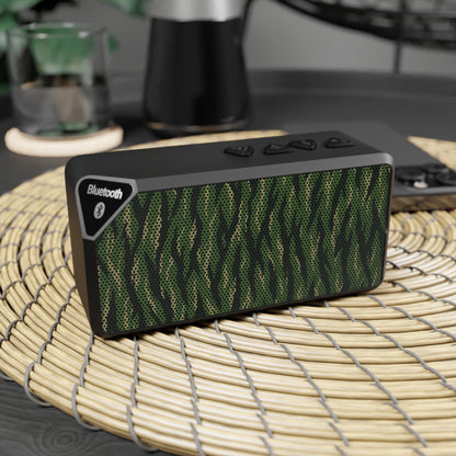 Camo Portable Bluetooth Speaker — Compact Wireless Speaker with Green Tiger Camo Grill